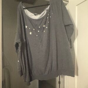 Gray off the shoulder tiger Sweater